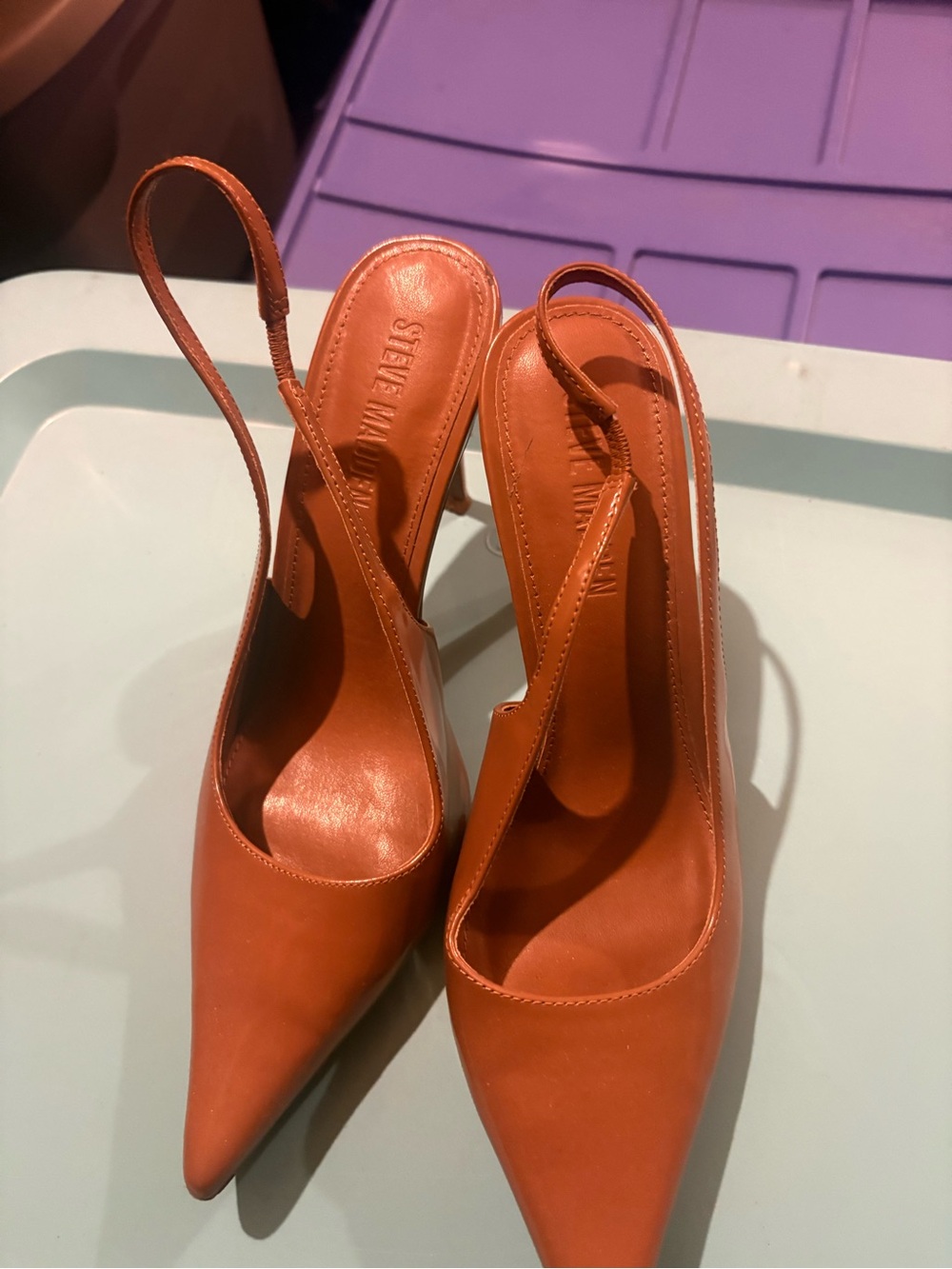 Steve Madden Women's Camel Leather Slingback Pump